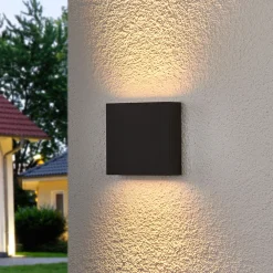 Lucande utendørs LED-vegglampe Trixy, antrasitt, metall, IP54 Best