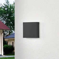 Lucande utendørs LED-vegglampe Trixy, antrasitt, metall, IP54 Best