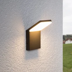 Lucande utendørs LED-vegglampe Nevio, 17 cm, antrasitt, aluminium| Kommersiell Utebelysning|Led-Utendørs