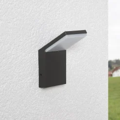 Lucande utendørs LED-vegglampe Nevio, 17 cm, antrasitt, aluminium| Kommersiell Utebelysning|Led-Utendørs