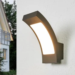 Lucande utendørs LED-vegglampe Juvia, 19 cm, antrasitt, IP54| Led-Utendørs|Vegglamper Utendørs