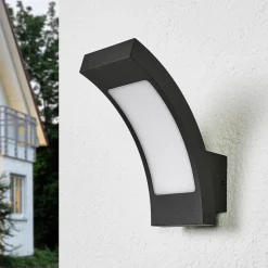 Lucande utendørs LED-vegglampe Juvia, 19 cm, antrasitt, IP54| Led-Utendørs|Vegglamper Utendørs