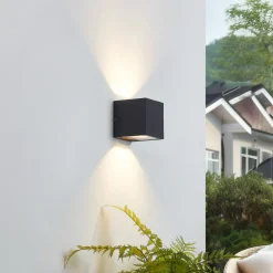 Lucande utendørs LED-vegglampe Merjem, 12 cm, opp/ned, IP54 Clearance