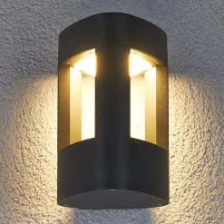 Lucande utendørs LED-vegglampe Pirron, trekantet, metall, IP54 Discount