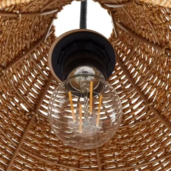 Lucande utendørs pendellampe Taniola, 1 lyskilde, beige, rotting, IP44