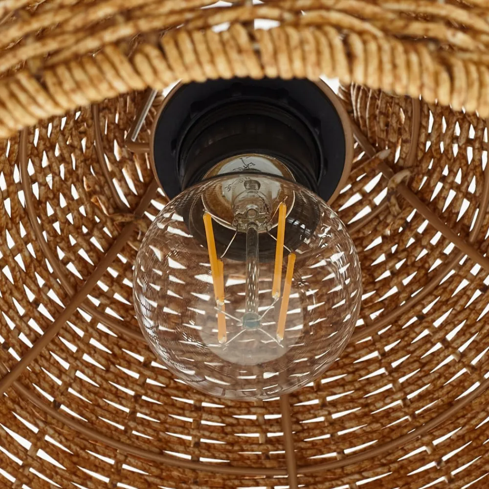 Lucande utendørs pendellampe Taniola, 3 lyskilder, beige, rotting, IP44| Pendellamper Utendørs|Terrassebelysning