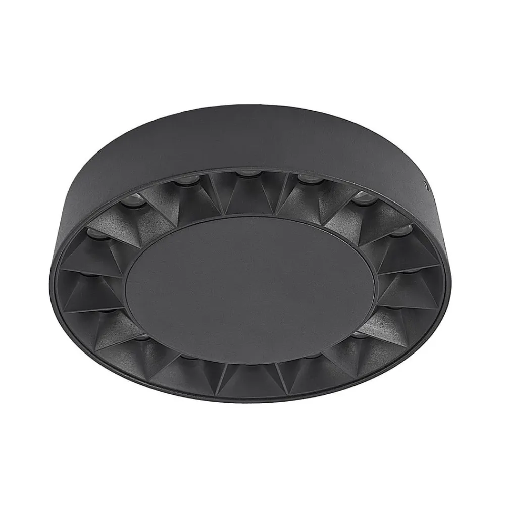 Lucande utendørs taklampe Kelissa, rund, svart| Taklamper Utendørs