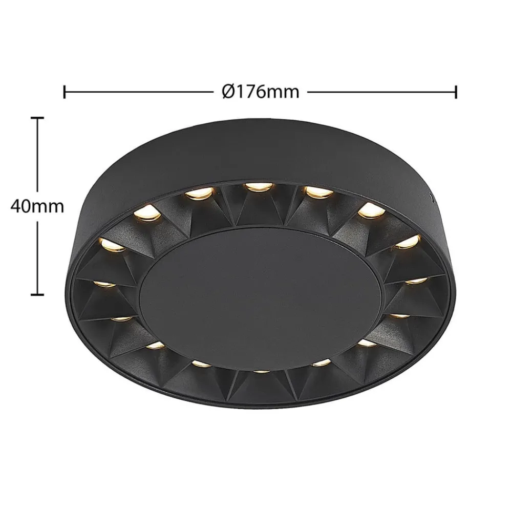 Lucande utendørs taklampe Kelissa, rund, svart| Taklamper Utendørs