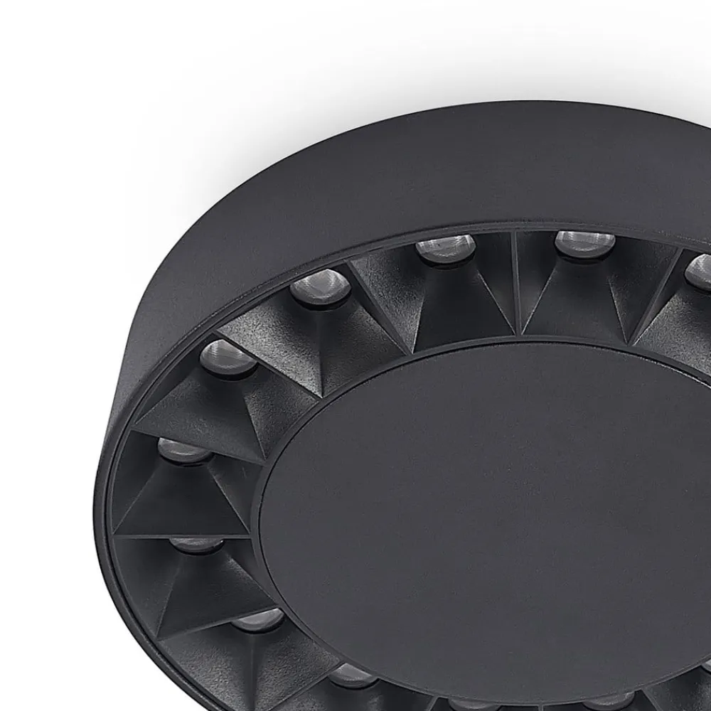 Lucande utendørs taklampe Kelissa, rund, svart| Taklamper Utendørs