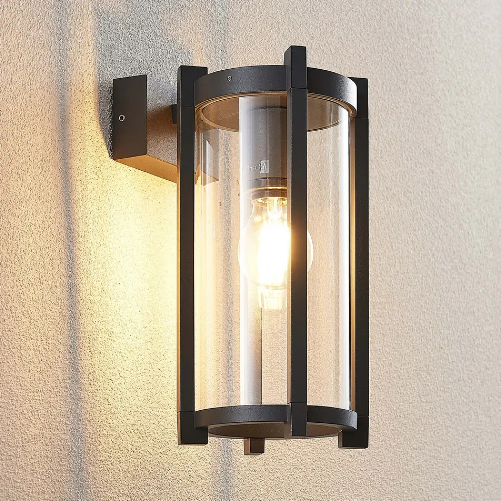Lucande utendørs vegglampe Brienne, 30 cm, antrasitt, metall New