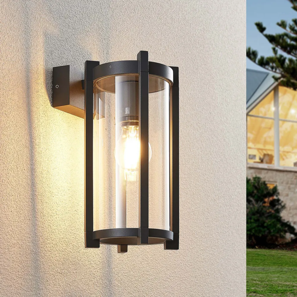 Lucande utendørs vegglampe Brienne, 30 cm, antrasitt, metall New