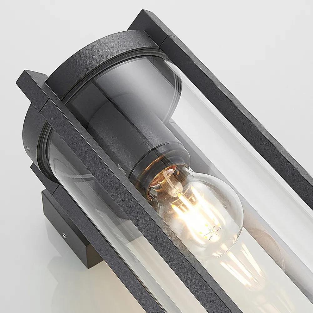 Lucande utendørs vegglampe Brienne, 30 cm, antrasitt, metall New