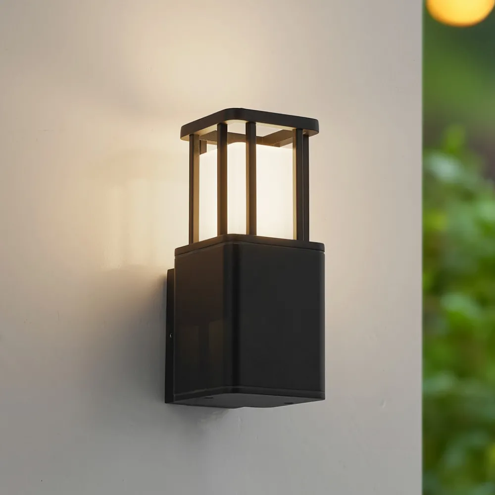 Lucande utendørs vegglampe Dakil, svart, aluminium Hot