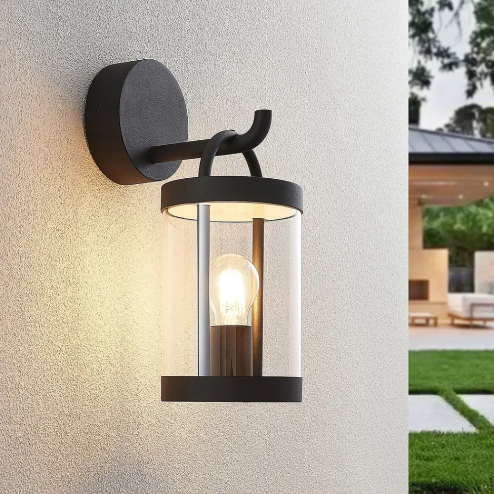 Lucande utendørs vegglampe Cassian, sett med 2, antrasitt, IP54| Vegglamper Utendørs|Terrassebelysning