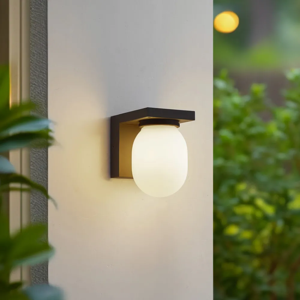 Lucande utendørs vegglampe Ovaali, glass, mørkegrå, IP65 Discount