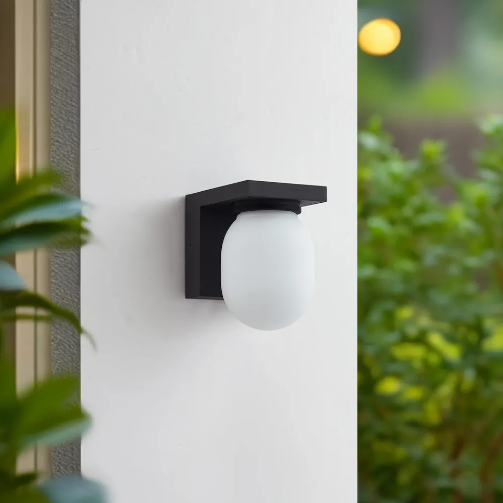 Lucande utendørs vegglampe Ovaali, glass, mørkegrå, IP65 Discount