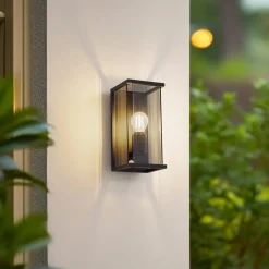 Lucande utendørs vegglampe Annalea, røykgrå, IP54, sensor| Vegglamper Med Sensor|Utebelysning Med Sensor