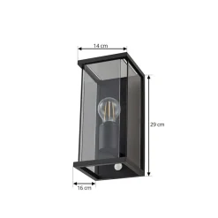 Lucande utendørs vegglampe Annalea, røykgrå, IP54, sensor| Vegglamper Med Sensor|Utebelysning Med Sensor