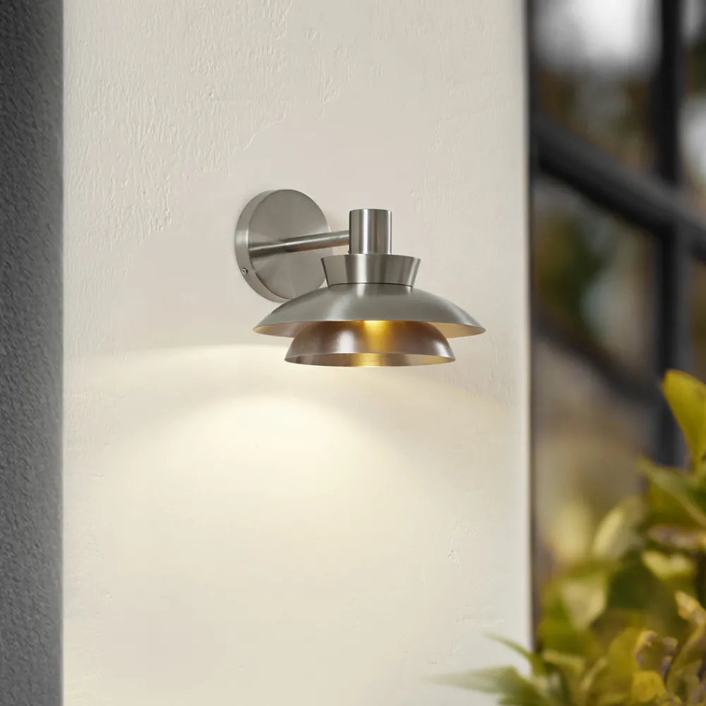 Lucande utendørs vegglampe Thais, stål, Ø 25 cm Best