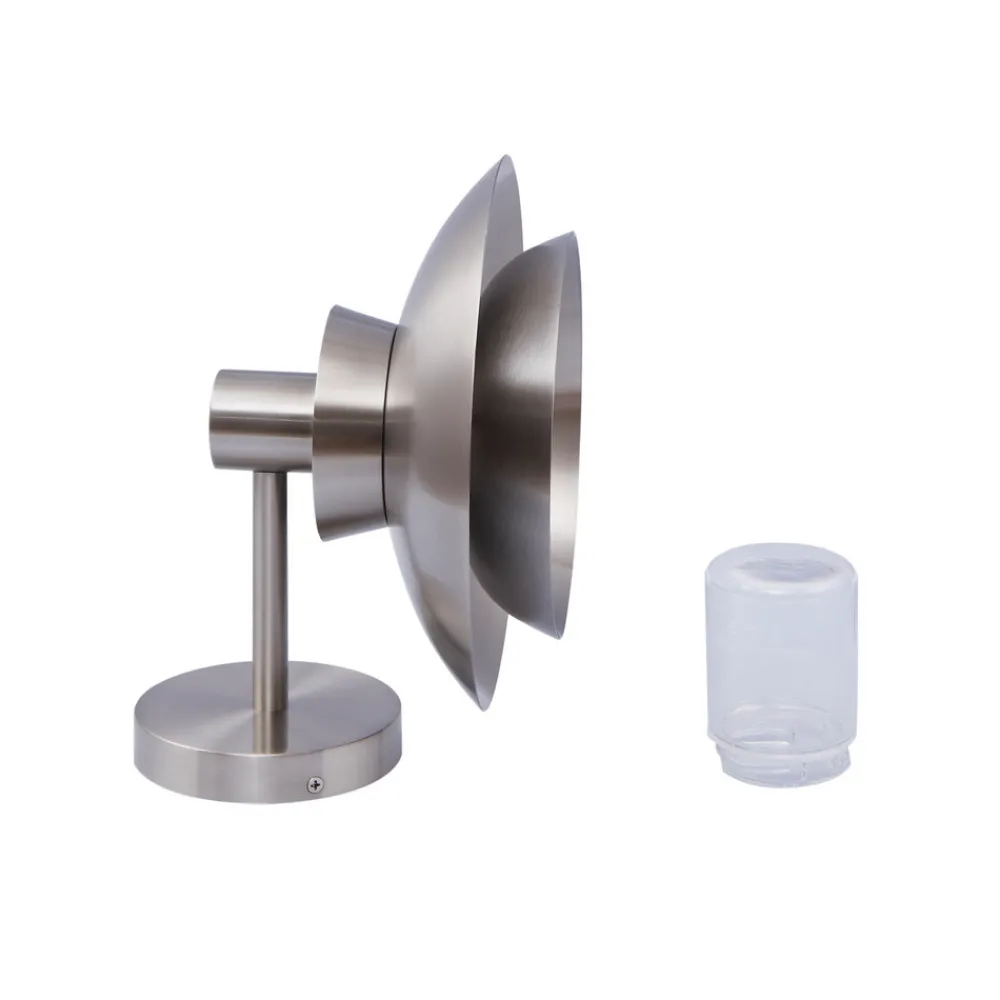 Lucande utendørs vegglampe Thais, stål, Ø 25 cm Best