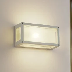 Lucande utendørs vegglampe Aurelien, hvit, glass, 12,5 cm, IP54 New