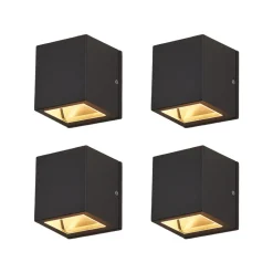 Lucande utendørs vegglampe Maurice, antrasitt, IP54, sett med 4 stk| Vegglamper Utendørs