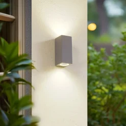 Lucande utendørs vegglampe Xava, opp/ned, grå, 2 lyskilder, GU10| Vegglamper Utendørs