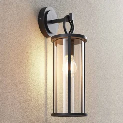 Lucande utendørs vegglampe Emmeline, klar, aluminium, høyde 45 cm| Terrassebelysning|Vegglamper Utendørs