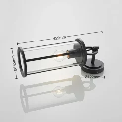 Lucande utendørs vegglampe Emmeline, klar, aluminium, høyde 45 cm| Terrassebelysning|Vegglamper Utendørs