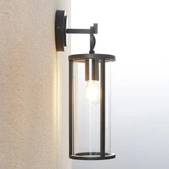 Lucande utendørs vegglampe Emmeline, klar, aluminium, høyde 45 cm| Terrassebelysning|Vegglamper Utendørs