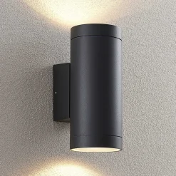 Lucande utendørs vegglampe Thomke, 2 lyskilder, antrasitt, aluminium New