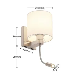 Lucande vegglampe Brinja, 45 cm, svingbar, leselampe, E27| Design- Og Hotellbelysning