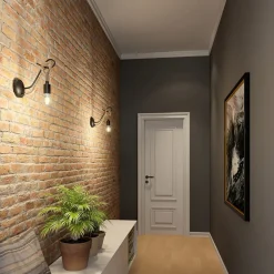 Lucande vegglampe Ropina, svart, hampetau, høyde 25 cm| Design- Og Hotellbelysning|Vegglamper