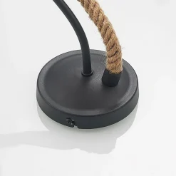 Lucande vegglampe Ropina, svart, hampetau, høyde 25 cm| Design- Og Hotellbelysning|Vegglamper