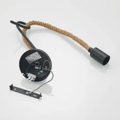 Lucande vegglampe Ropina, svart, hampetau, høyde 25 cm| Design- Og Hotellbelysning|Vegglamper