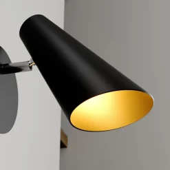 Lucande vegglampe Wibke, høyde 24 cm, svart, gull, metall| Vegglamper