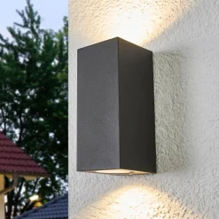 Lucande vegglampe Xava, opp/ned, antrasitt, 2 lyskilder, GU10| Terrassebelysning|Vegglamper Utendørs