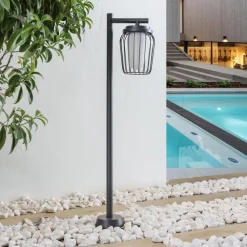 Lucande veilampe Chandan, 100 cm, svart, aluminium| Gatebelysning, Pullert Belysning