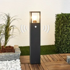 Lucande veilampe Klemens, 65 cm, sensor, antrasitt, E27| Utebelysning Med Sensor|Utebelysning Med Sensor