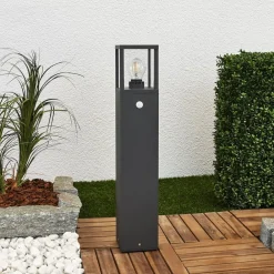 Lucande veilampe Klemens, 65 cm, sensor, antrasitt, E27| Utebelysning Med Sensor|Utebelysning Med Sensor