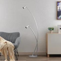 Lucande Velanoris gulvlampe, 2 lyskilder, børstet aluminium Online