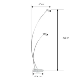 Lucande Velanoris gulvlampe, 2 lyskilder, børstet aluminium Online