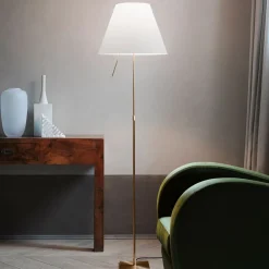 Luceplan Costanza gulvlampe D13t, messing/hvit| Gulvlamper