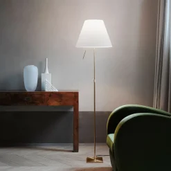 Luceplan Costanza gulvlampe D13t, messing/hvit| Gulvlamper