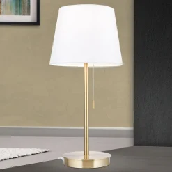 ORION Ludwig bordlampe med USB-port hvit/antikk messing| Bordlamper