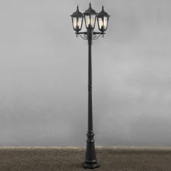 Konstsmide Lyktestolpe Firenze, 3-lyskilder, svart Clearance