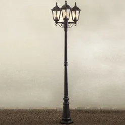 Konstsmide Lyktestolpe Firenze, 3-lyskilder, svart Clearance