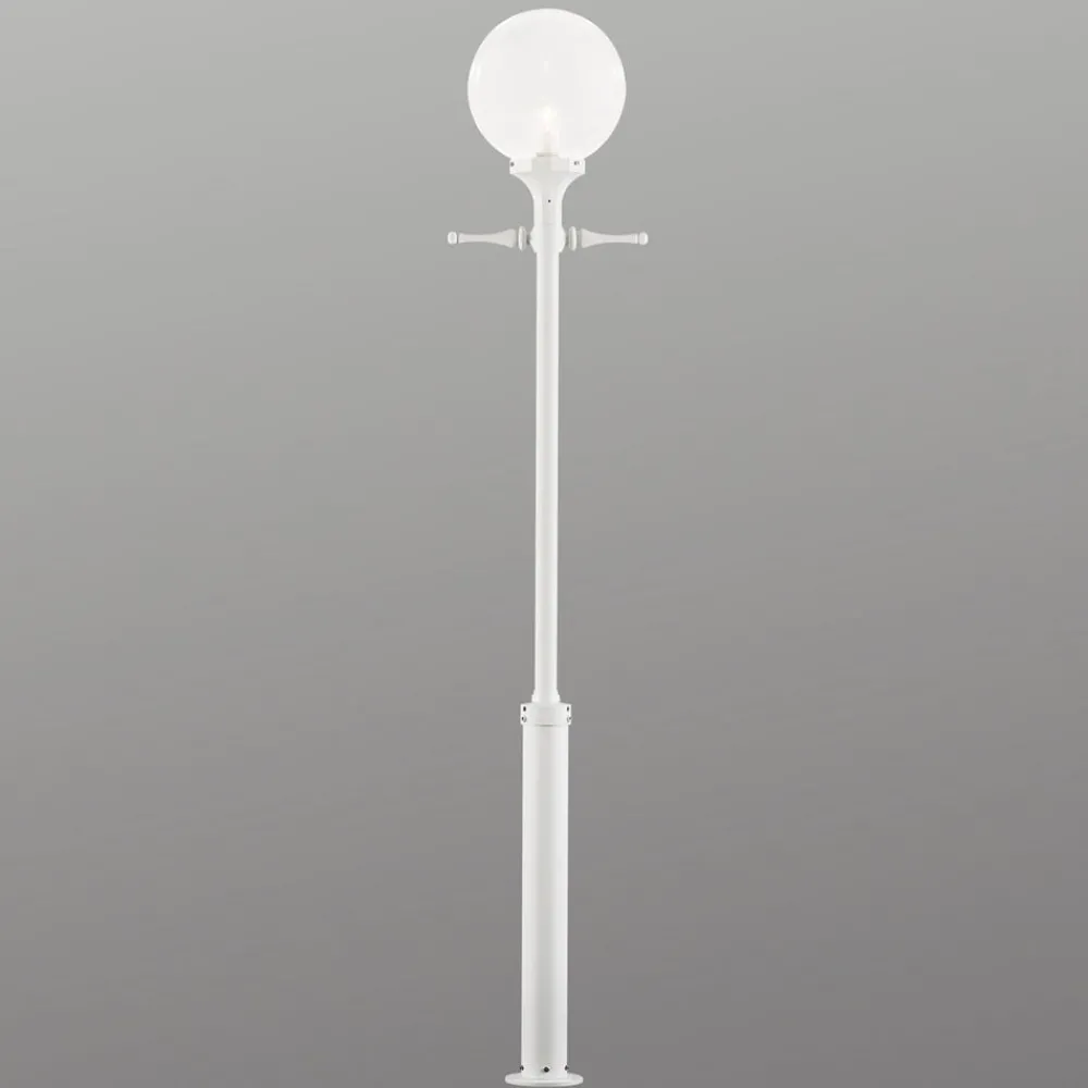Konstsmide Lyktestolpe Orion i hvit med klar kuleskjerm| Lyktestolper