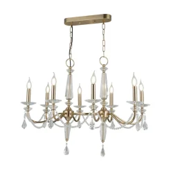 Lucea Lysekrone Adone, lineær, 8 lyskilder, messing, krystallglass Clearance