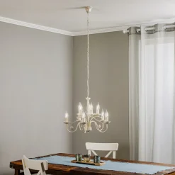 Lamkur Lysekrone Ayleen i stål, 10 lyskilder, hvit Outlet